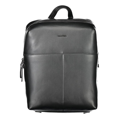 Calvin Klein Black Polyethylene Backpack with adjustable straps, external and internal pockets, and zip closure.