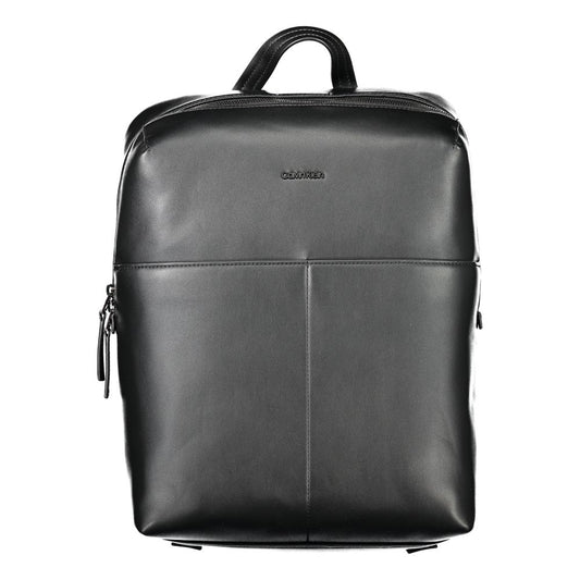 Calvin Klein Black Polyethylene Backpack with adjustable straps, external and internal pockets, and zip closure.