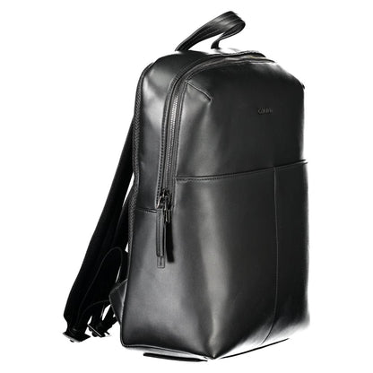 Calvin Klein Black Polyethylene Backpack with handle, adjustable straps, multiple pockets, and zip closure