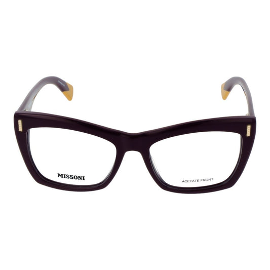 Missoni Purple Women Glasses Frame, full-rim acetate, butterfly style with demo lenses.