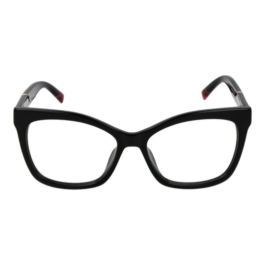 Missoni Black Women Glasses Frame, full-rim acetate cat eye style with demo lenses, spring hinge.