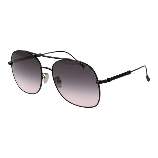 Elegant Tod's Black Metal Sunglasses with full-rim design, gradient grey lenses, and round style, offering 100% UVA & UVB protection.
