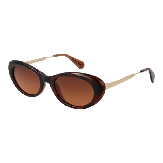 Max & Co Brown Stainless Steel Sunglasses, full-rim oval design with gradient lenses, 100% UVA & UVB protection, brown frame, women's eyewear.