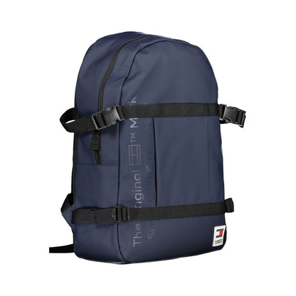 Tommy Hilfiger Blue Polyethylene Backpack with handle, adjustable straps, external pocket, internal compartment, zip closure, logo.