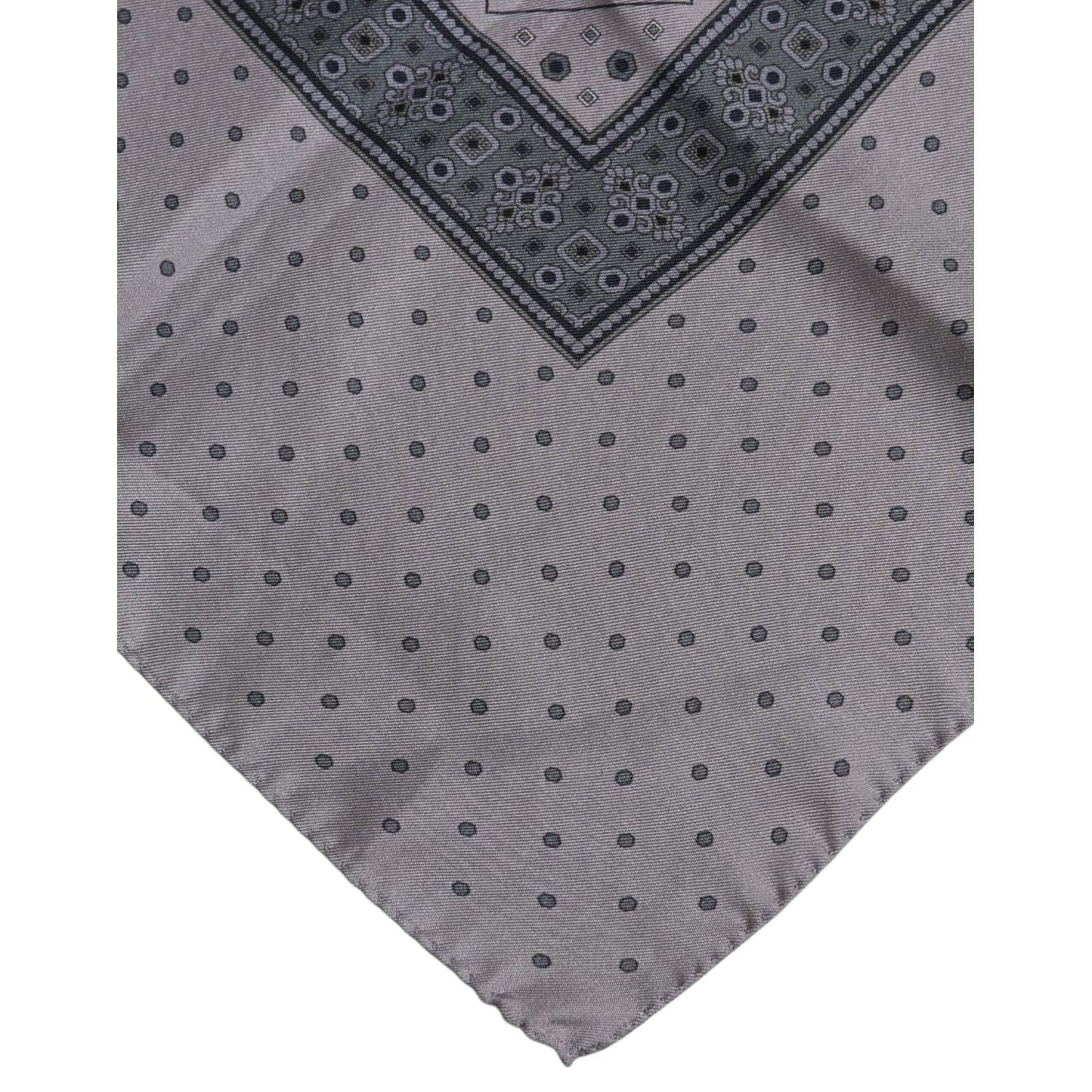 Dolce & Gabbana Gray Polka Dot Silk Square Men Foulard Scarf