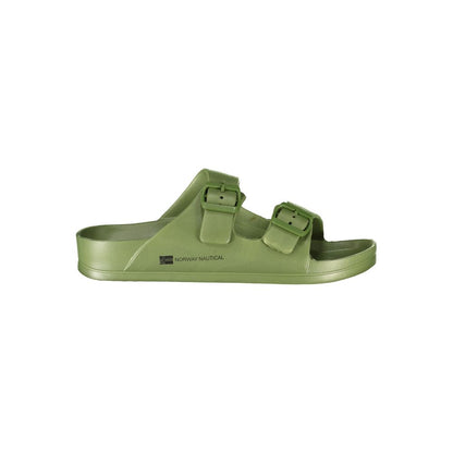 Norway 1963 Green Plastic Men Sandal with adjustable buckles, featuring a sleek and vibrant design for modern casual style.