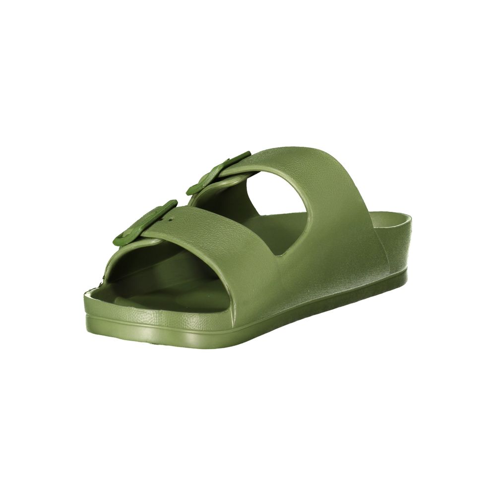 Norway 1963 Green Plastic Men Sandal with adjustable buckles and sleek design.