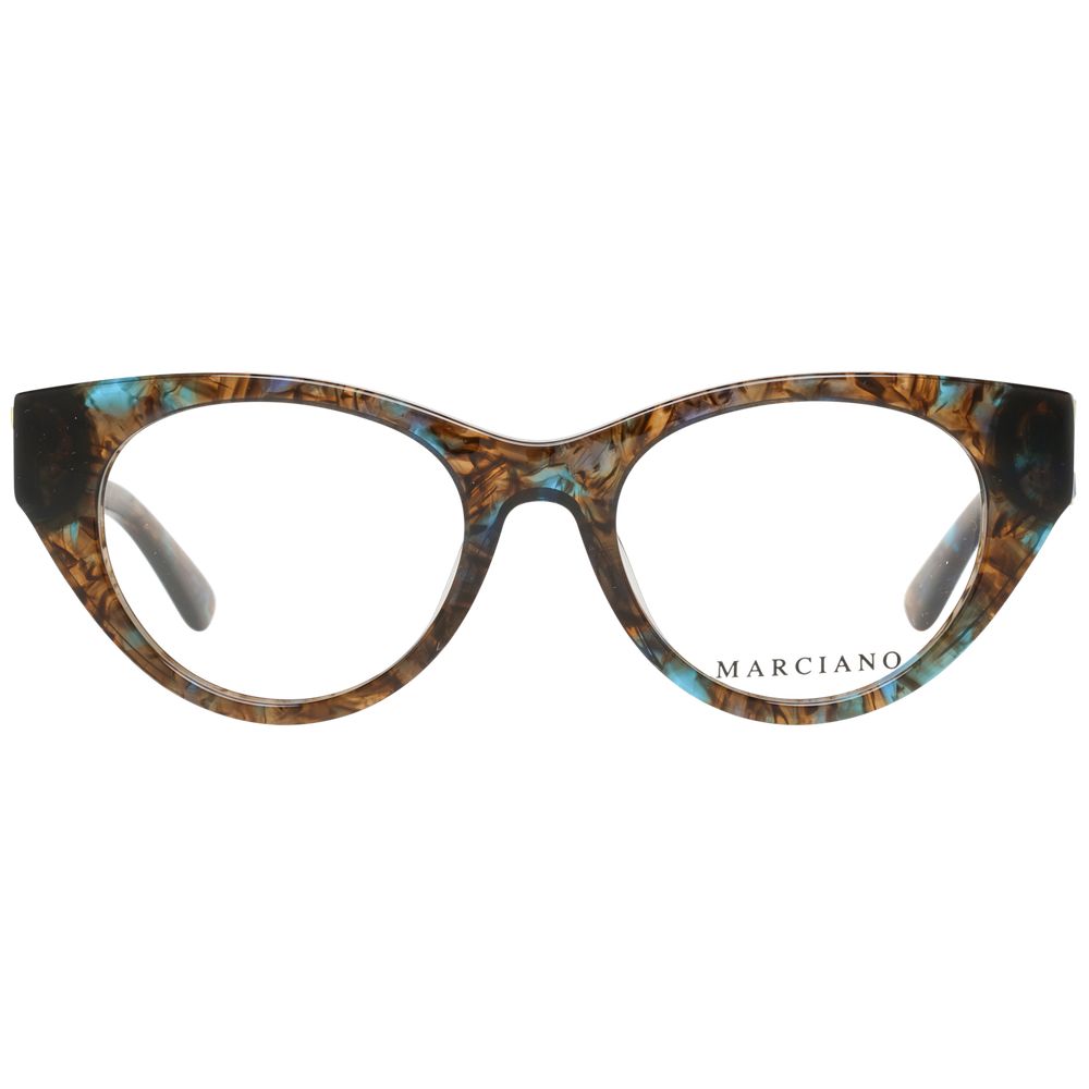 Marciano by Guess Brown Women Glasses Frame, plastic full-rim cat eye with demo lenses, includes branded case.
