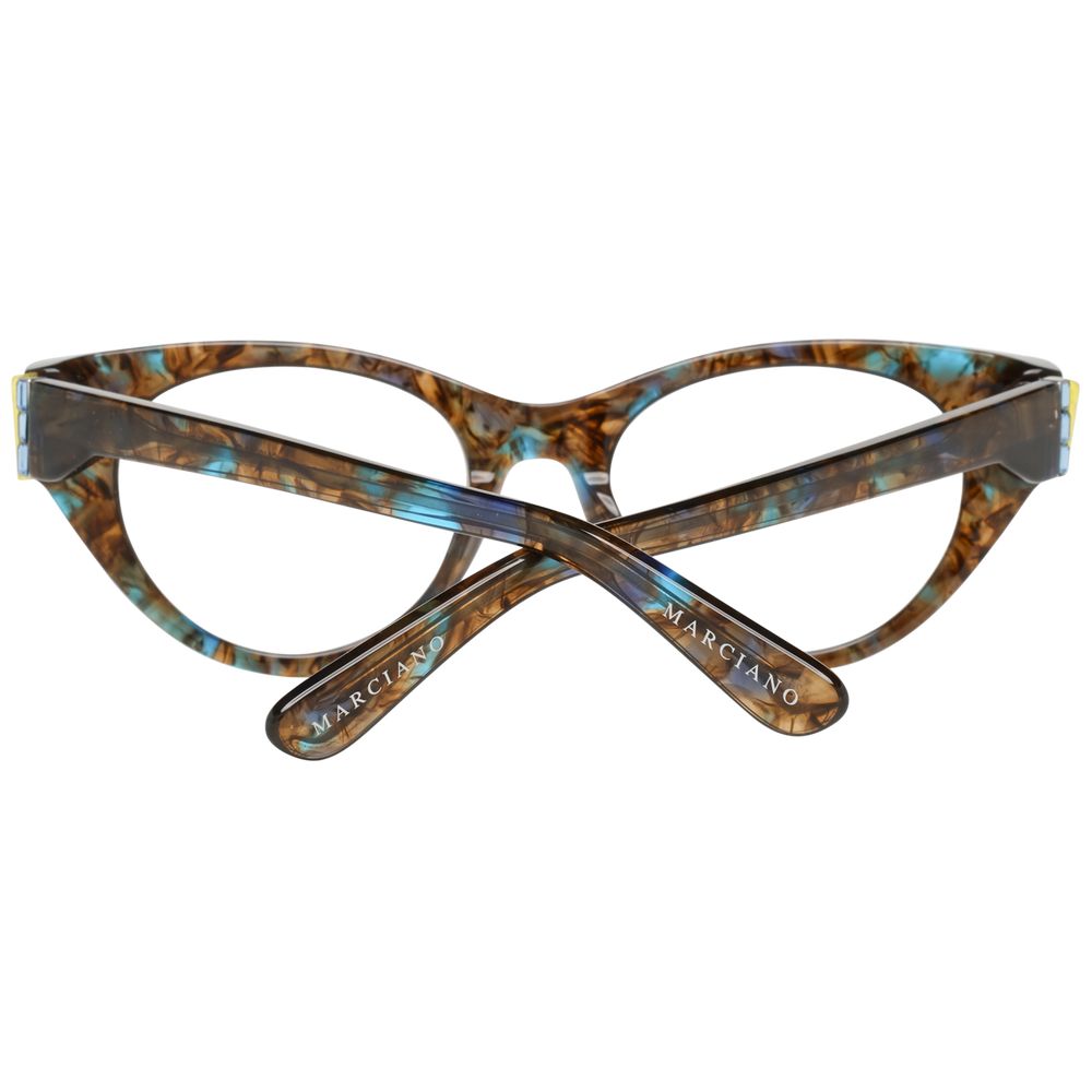 Marciano by Guess Brown Women Glasses Frame in tortoiseshell plastic, cat eye style, full-rim design with branded temples.