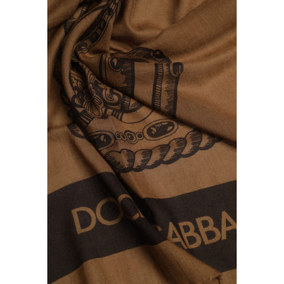 Dolce & Gabbana Brown DG Crown Neck Warmer Men Foulard Scarf
