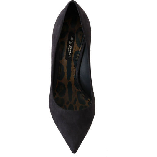 Dolce & Gabbana Elegant Gray Suede Stiletto Pumps Dolce & Gabbana Black