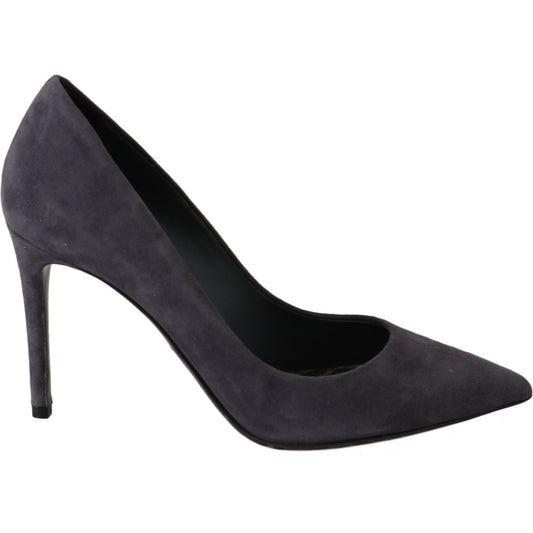 Dolce & Gabbana Elegant Gray Suede Stiletto Pumps Dolce & Gabbana Dark Slate Gray