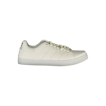 Norway 1963 White Polyester Sneaker with laces, contrast details, and logo print