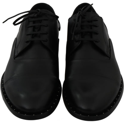 Dolce & Gabbana Black Leather Derby Formal Shoes Dress Shoes