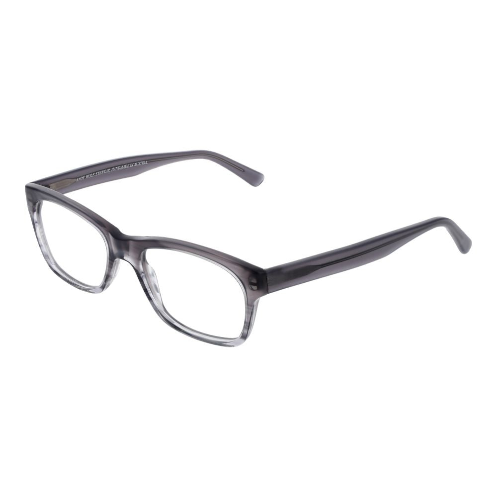 Andy Wolf Gray Unisex Glasses Frame in grey acetate, full-rim style, rectangle shape, with demo lenses. Ideal for stylish everyday use.
