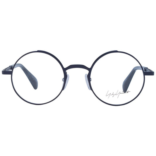 Yohji Yamamoto Blue Unisex Glasses Frame - Metal full-rim panto style with demo lenses, frame size 47-22-145, comes with branded soft case.
