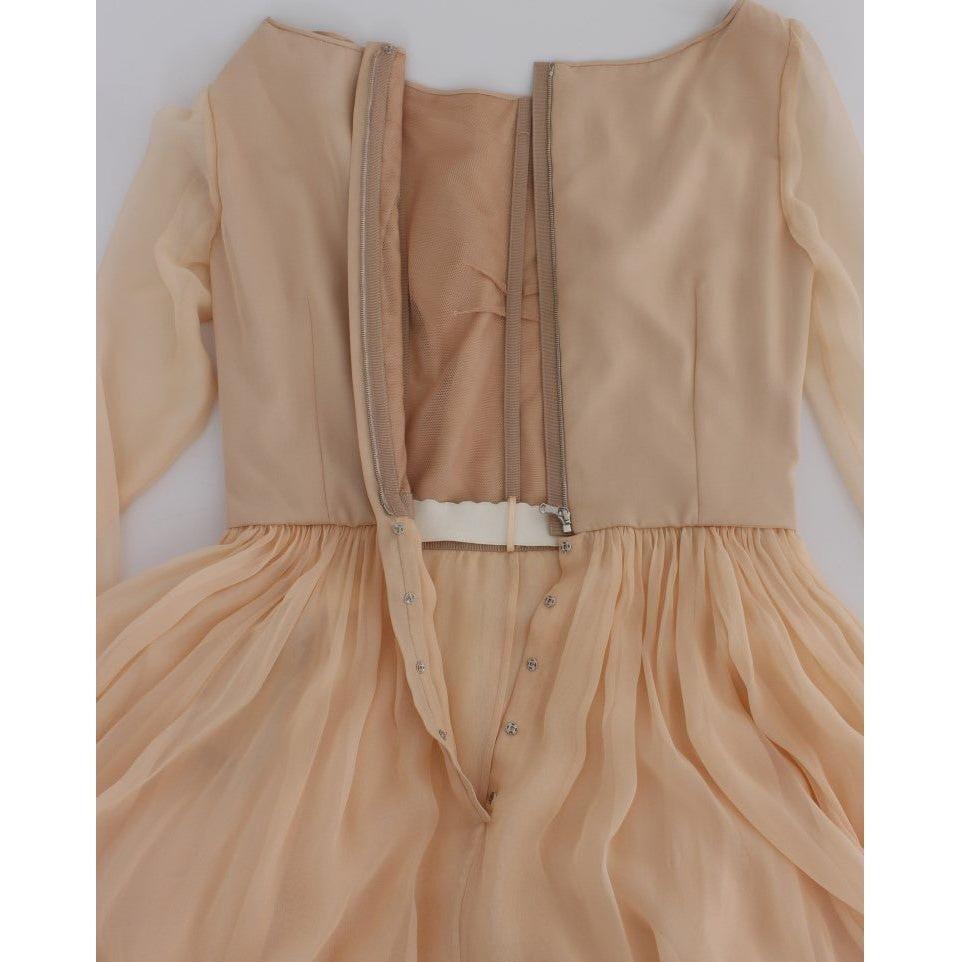 Dolce & Gabbana Beige Silk Ball Gown Full Length Dress Dresses