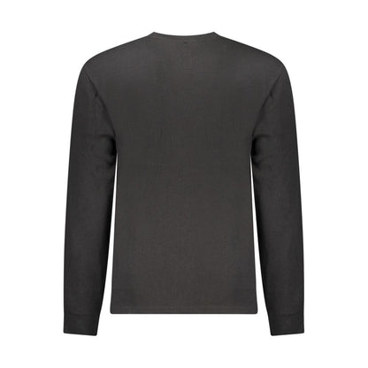 Back view of Calvin Klein Black Cotton Men Sweater showcasing long sleeves and classic crew neck design.