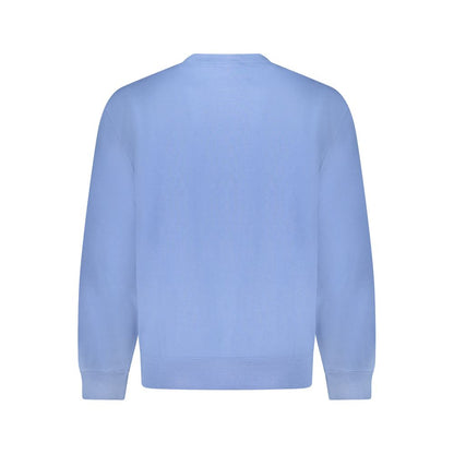 Calvin Klein Blue Cotton Men Sweater back view showcasing stylish design and sustainability in a vibrant hue.