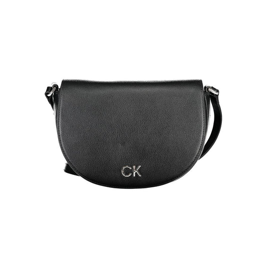 Calvin Klein Black Polyethylene Handbag with adjustable shoulder strap, internal card pocket, and magnet closure