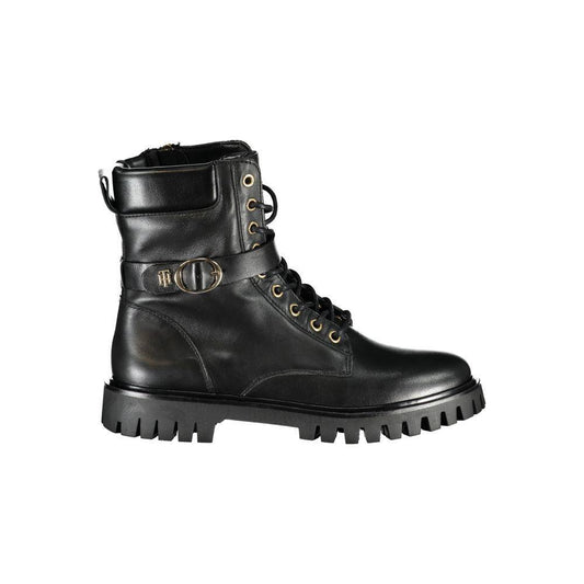 Tommy Hilfiger Black Leather Women Boot