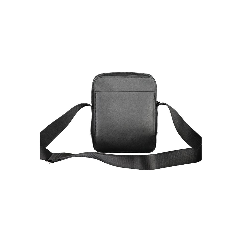 Calvin Klein Black Polyester Shoulder Bag with adjustable strap, external and internal pockets, and zip closure. Made with recycled polyester.