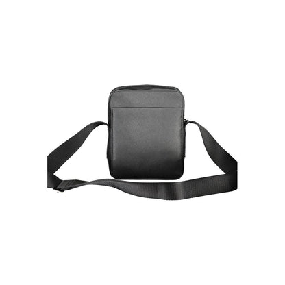 Calvin Klein Black Polyester Shoulder Bag with adjustable strap, external and internal pockets, and zip closure. Made with recycled polyester.