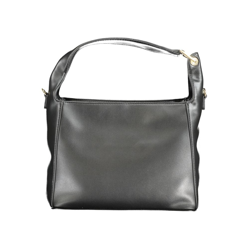Mario Valentino Black Polyethylene Handbag with adjustable strap, shoulder handle, zip closure, and internal pocket