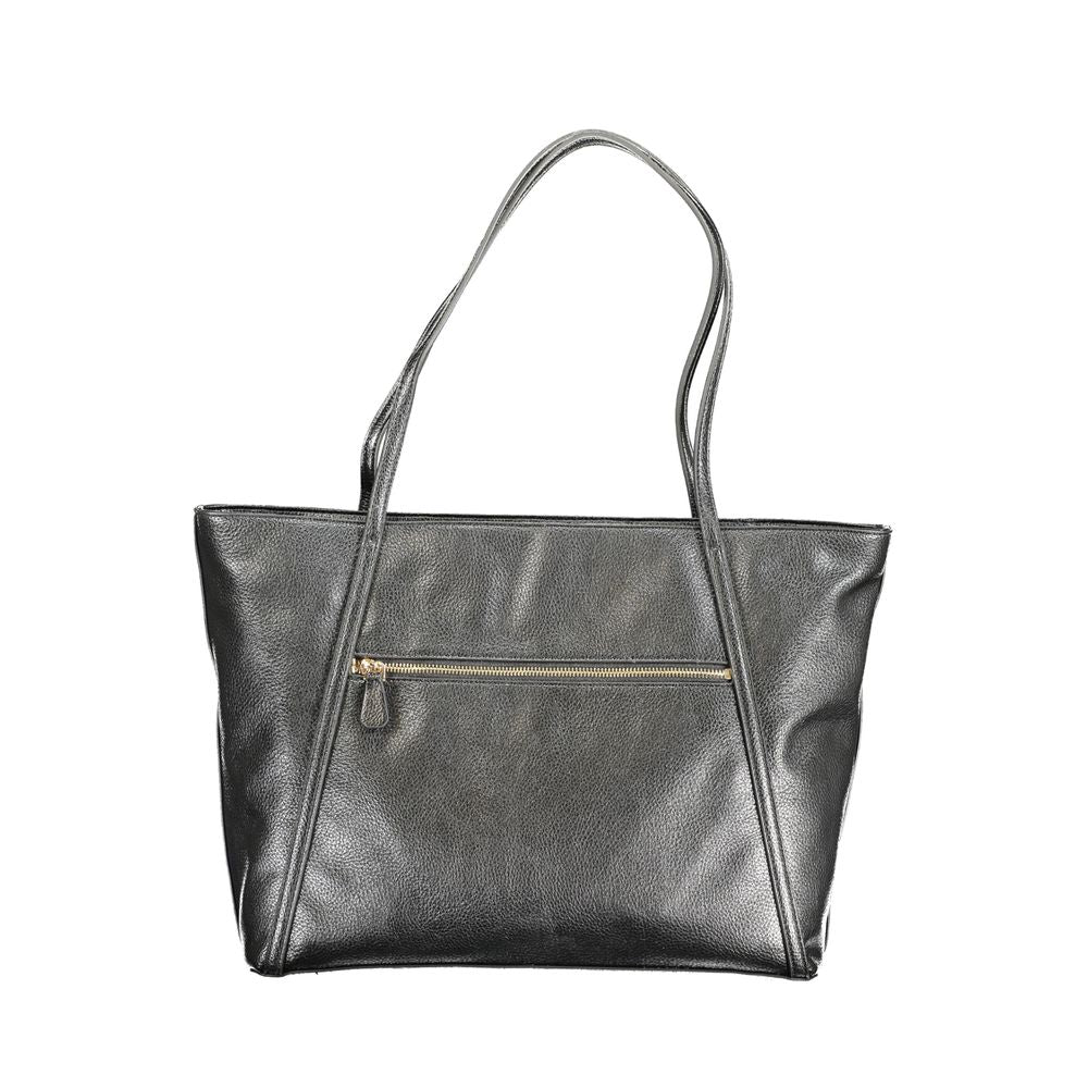 Guess Jeans Black Polyethylene Handbag with shoulder handles, external pocket, and zip closure