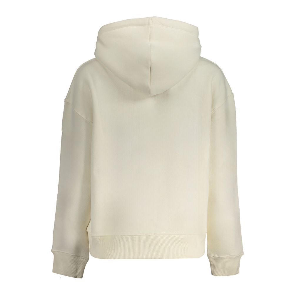 Back view of Pepe Jeans White Cotton Women Sweater, showcasing premium organic cotton fabric and trendy hoodie design.