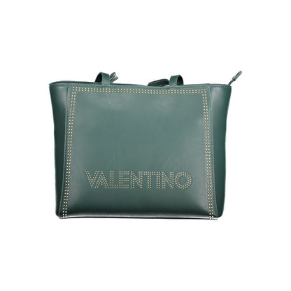 Mario Valentino Green Polyethylene Handbag with logo and contrasting details, featuring 2 handles and zip closure.