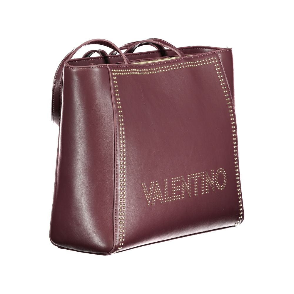 Mario Valentino Red Polyethylene Handbag with logo, zip closure, and internal pockets.