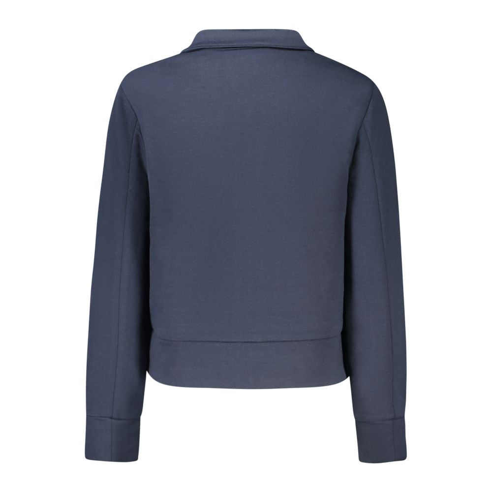 Back view of K-WAY Blue Polyester Women Sweater showcasing sleek design and comfort.