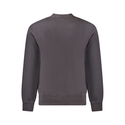 Hugo Boss Black Cotton Men Sweater with brushed texture and iconic embroidery, showcasing sleek sophistication in organic cotton.