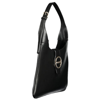 Mario Valentino Black Polyethylene Handbag with adjustable handle, internal pockets, zip and automatic closure, logo detail.