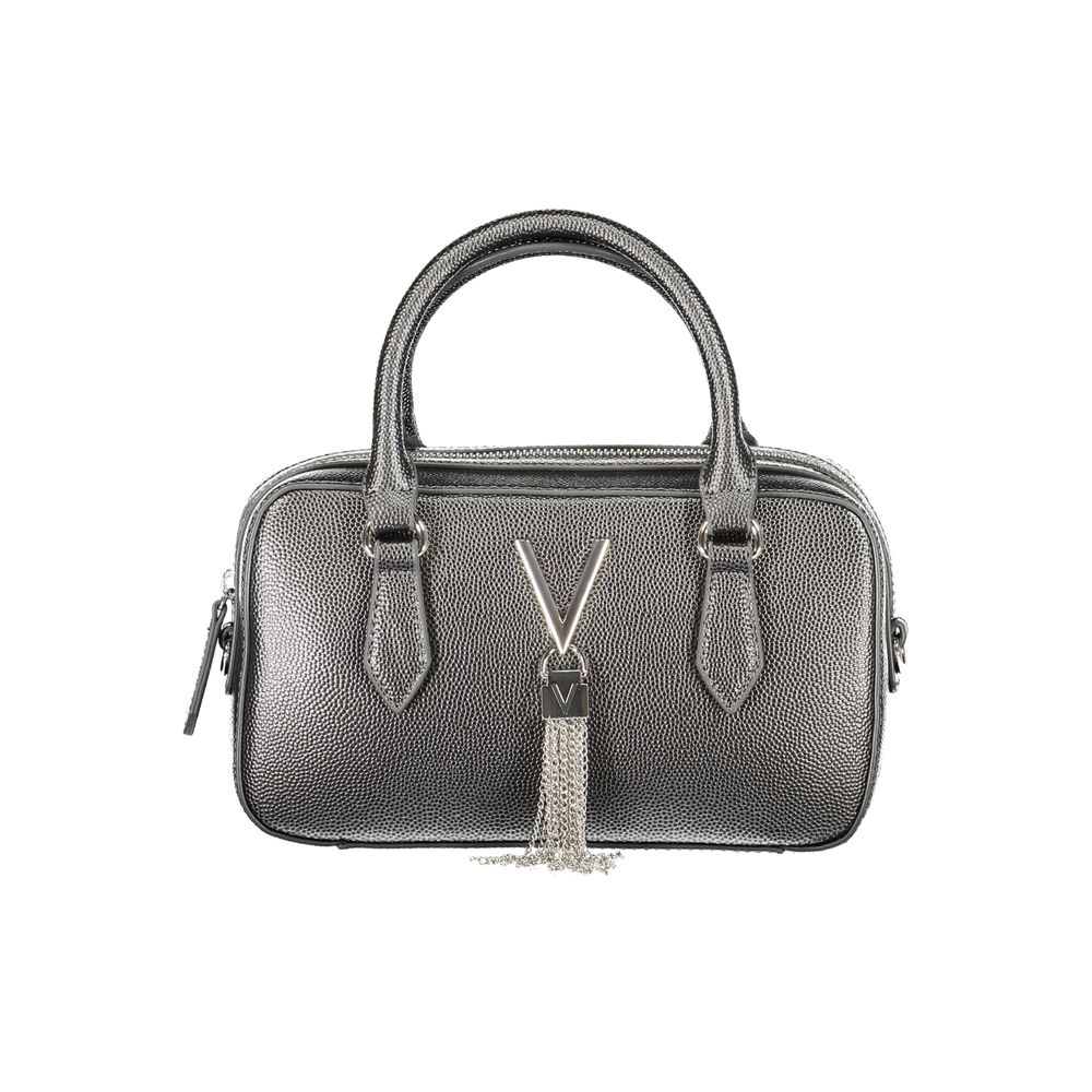 Mario Valentino Gray Polyethylene Handbag with handles, adjustable shoulder strap, internal pockets, contrasting details, and zip closure.