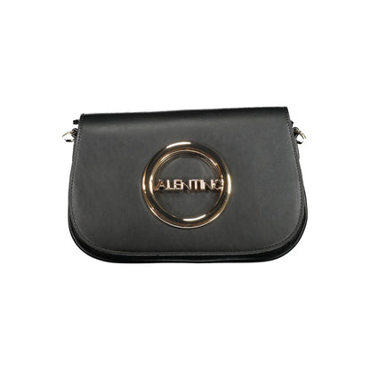 Mario Valentino Black Polyethylene Handbag with adjustable strap, internal pockets, zip closure, and logo detail