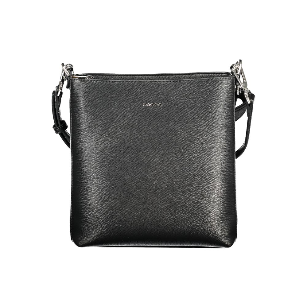 Calvin Klein Black Polyester Handbag with adjustable strap, zip closure, and logo made from recycled polyester