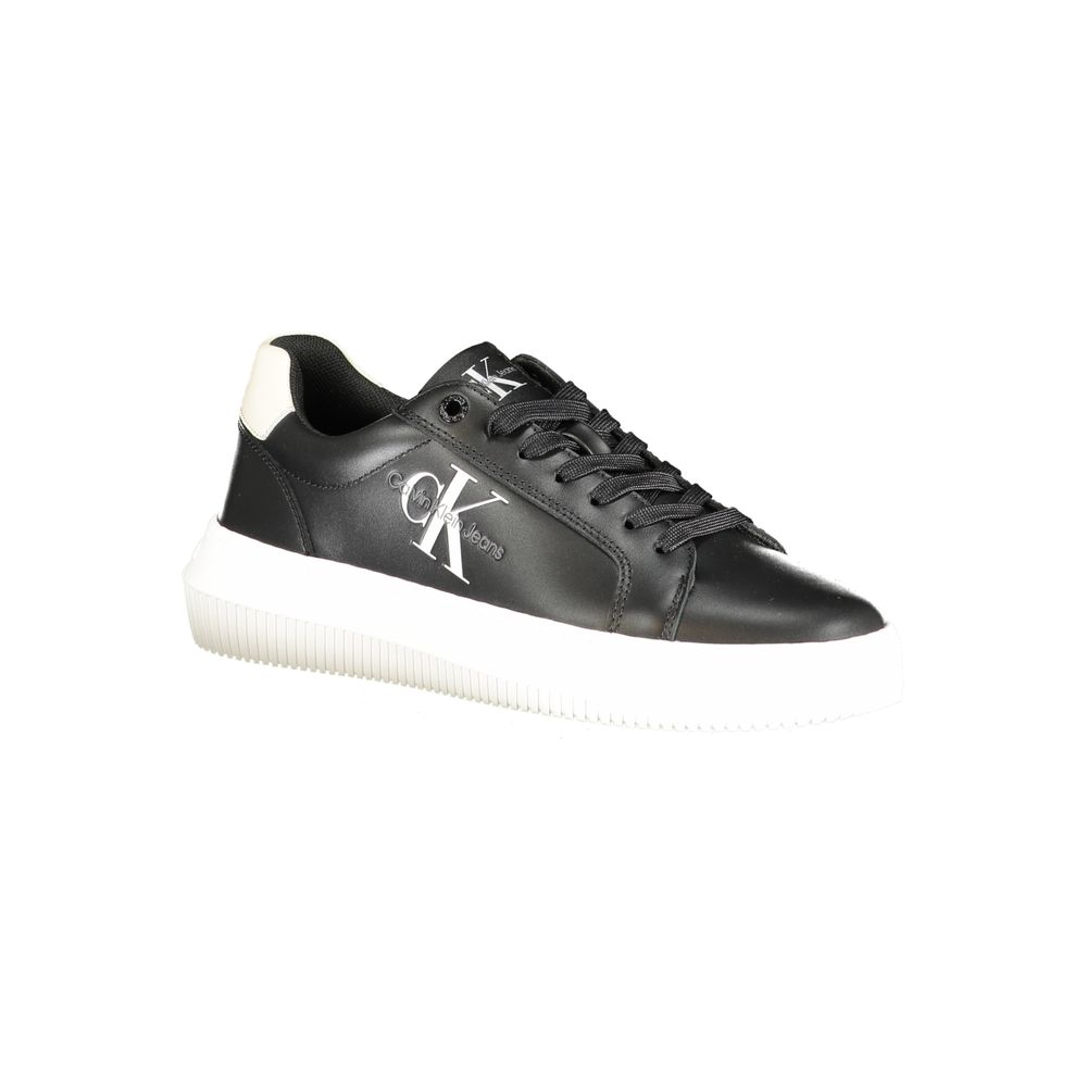 Calvin Klein Black Polyester Sneaker with laces, contrast details, and logo, made from 50% recycled thermoplastic rubber.