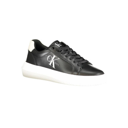 Calvin Klein Black Polyester Sneaker with laces, contrast details, and logo, made from 50% recycled thermoplastic rubber.