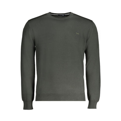 Harmont & Blaine Green Wool Sweater, long-sleeved jersey with crew neck and embroidered logo