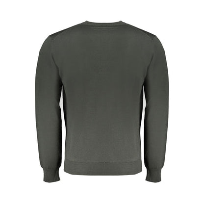 Harmont & Blaine Green Wool Sweater, long-sleeved, jersey crew neck, with embroidery and logo