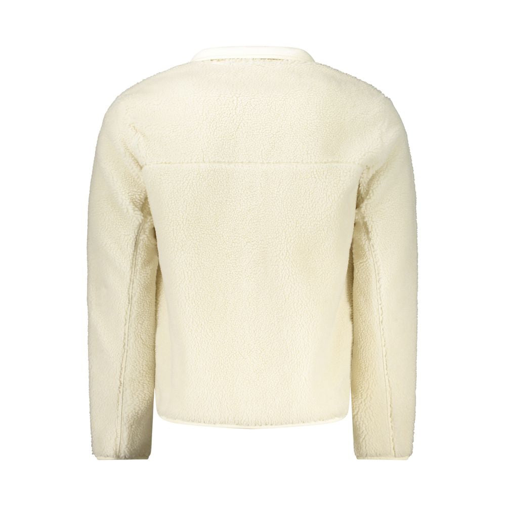 Back view of Napapijri White Polyester Men Jacket with long sleeves and eco-conscious design