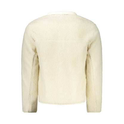 Back view of Napapijri White Polyester Men Jacket with long sleeves and eco-conscious design