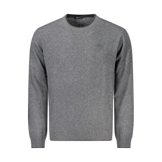 North Sails Gray Cashmere Sweater with long sleeves, crew neck, and contrasting details.