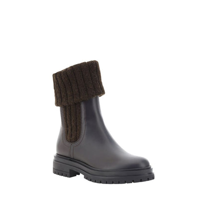 Gianvito Rossi Black Calf Leather Bos Taurus Ankle Boots