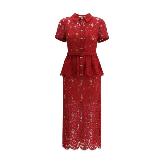 Self-Portrait Lace midi Dress SE-PF25006MBBUBURGUNDY-6