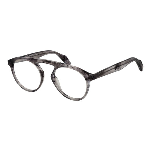 Yohji Yamamoto Gray Men Glasses Frame, grey plastic full-rim aviator style with demo lenses, includes branded soft case