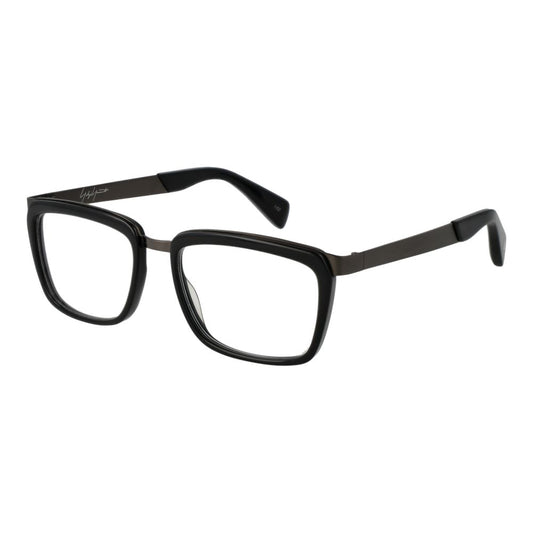 Yohji Yamamoto Gray Unisex Glasses Frame, full-rim acetate, rectangle shape, demo lens, size 54-18-145, includes branded soft case.