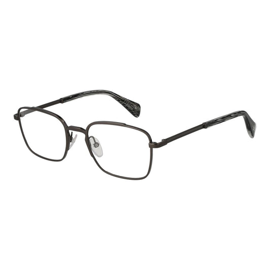 Yohji Yamamoto Gray Men Glasses Frame, gunmetal color, full-rim, rectangle style, metal frame, size 51-20-145 with demo lenses.